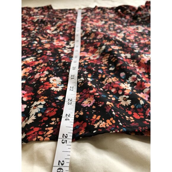 Pleione Women's Ditsy Floral Blouse M Black Red Boho Cottagecore Peasant Office - Picture 6 of 6